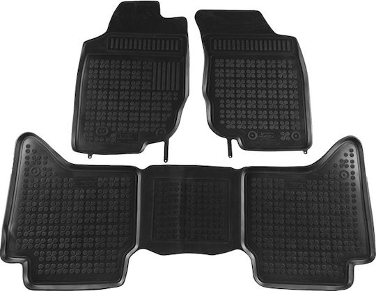 Rezaw Plast Set of Front and Rear Mats 3pcs Tray Type for Toyota Hilux 2005-2014 Black
