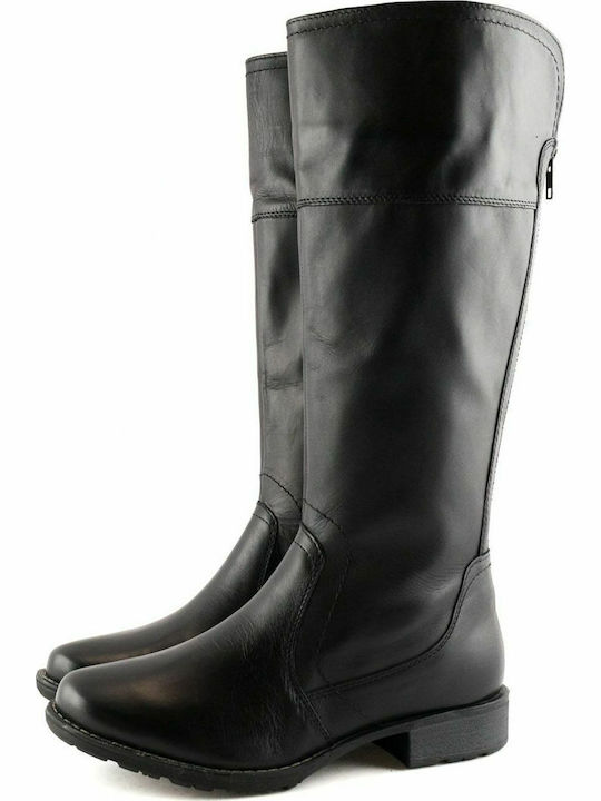 Anatomic Leather Riding Boots with Zipper Black