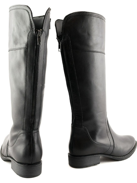 Anatomic Leather Riding Boots with Zipper Black