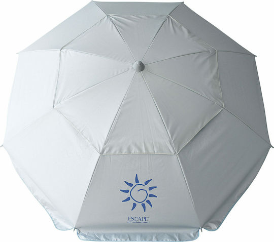 Escape Folding Aluminum Beach Umbrella Diameter 2m with UV Protection and Air Duct Silver Blue