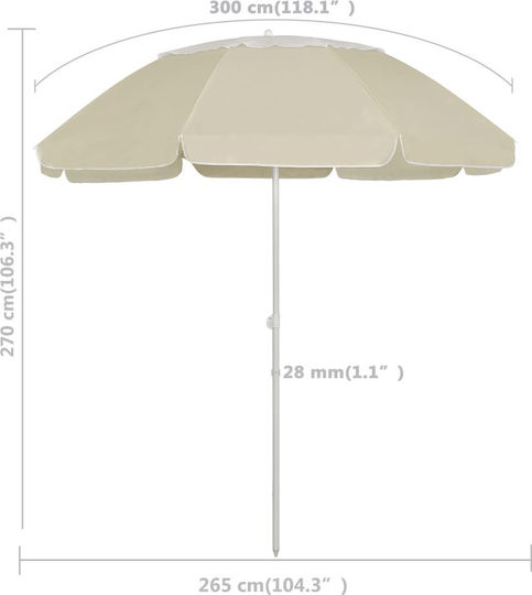 vidaXL Folding Beach Umbrella Diameter 3m with UV Protection Yellow