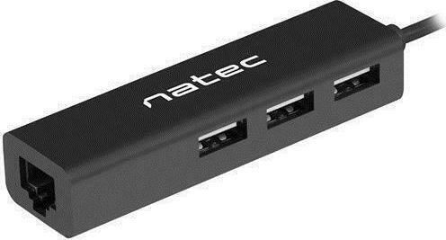 Natec Butterfly Hub 3 Θυρών USB 2.0 με σύνδεση USB-C / Ethernet