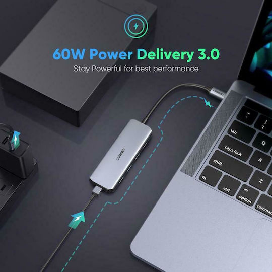 Ugreen CM219 Hub 5 Ports USB 3.0 with USB-C Connection Gray