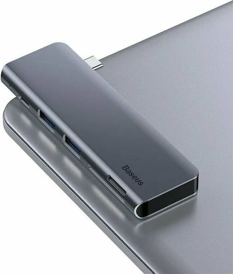 Baseus Harmonica Hub 3 Θυρών USB 3.0 με σύνδεση USB-C Γκρι