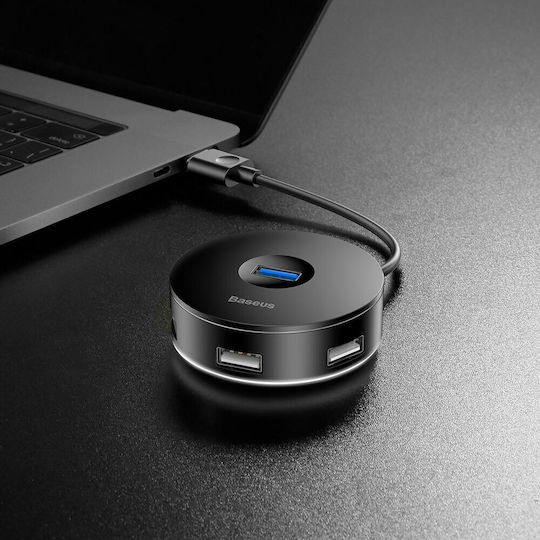 Baseus Round Box USB 3.0 Хъб 4 порта с връзка USB-A Черен