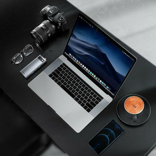 Baseus Gleam USB-C Docking Station με HDMI 4K PD Ethernet και συνδεση 2 Οθονών Γκρι