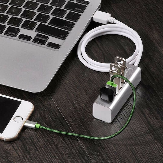Hoco HB1 USB-Hub mit 4 Anschlüssen USB 2.0 mit USB-A Anschluss in Grau