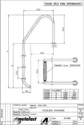 Astral Pool Standard Pool Ladder from Stainless Steel 133x50x65cm Silver