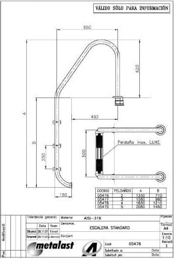 Astral Pool Standard Luxe Σκάλα Πισίνας από Αλουμίνιο 184x50x61.8εκ. Ασημί