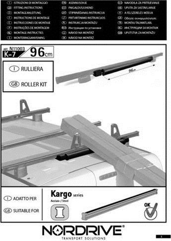 Nordrive Car Roof Rack Loading Rollers Roller for Black Bars K-7 96cm