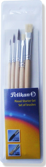 Pelikan Pinsel Starter Set Round Paint Brush Set Νο 2-4-6 Στρογγυλά & Νο 6-10 Πλακέ No10 / No2 / No4 / No6 5pcs