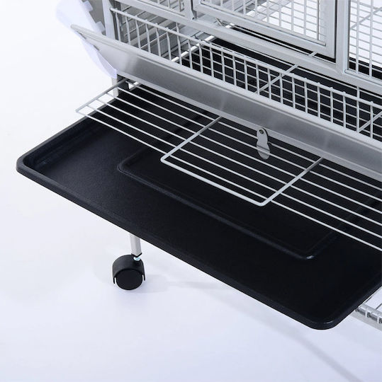 Pawhut Metallic Bird Cage Rolling Bird Cage 86x80x160cm 86x80x160cm