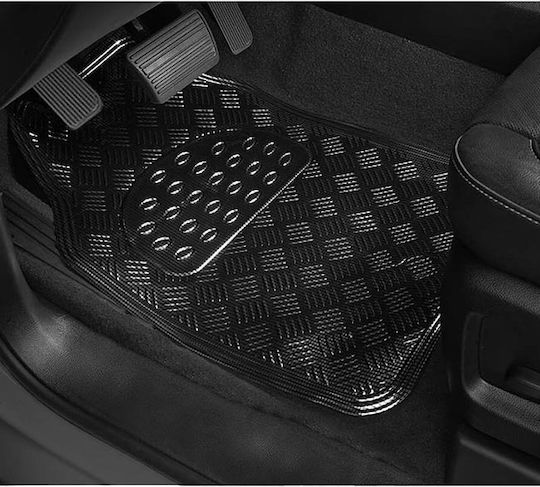 Auto Gs Satz Vorder- und Hintermatten Universal 4Stück aus Aluminium Kohlenstoff Schwarz
