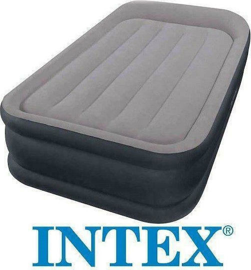 Intex Inflatable Sleeping Mattress Single with Built-in Electric Pump Deluxe Pillow Rest Raised 191x99x42εκ.