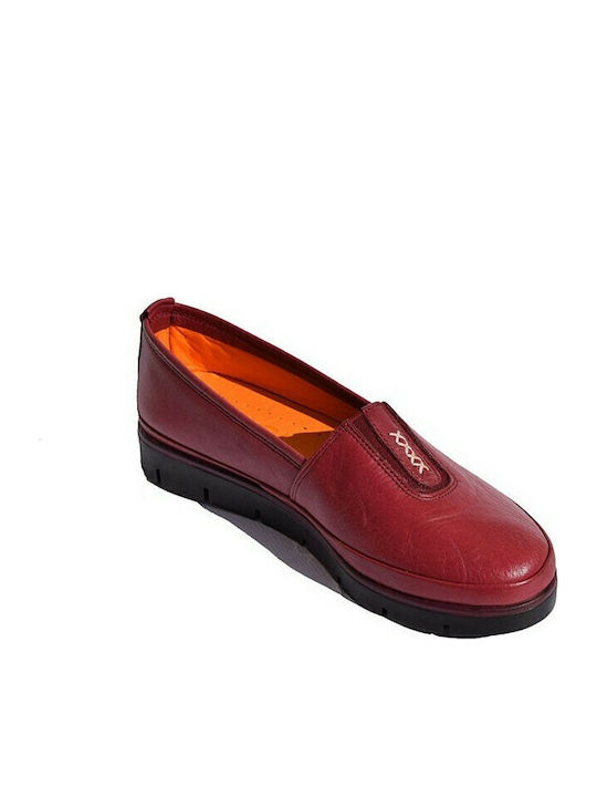 732 Leder Damen Mokassins in Rot Farbe