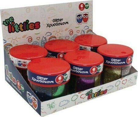The Littlies Χρυσόσκονη Glitter Πολύχρωμη σε Αλατιέρα 50gr Σετ 6τμχ