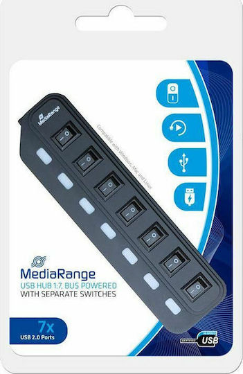 MediaRange 7 Port USB 2.0 Hub with USB-A Connection