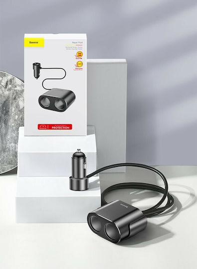 Baseus High Efficiency 2in1 Φορτιστής Αυτοκινήτου 3.1A με Θύρες: 2xUSB 2xΑναπτήρα Μαύρο Χρώμα