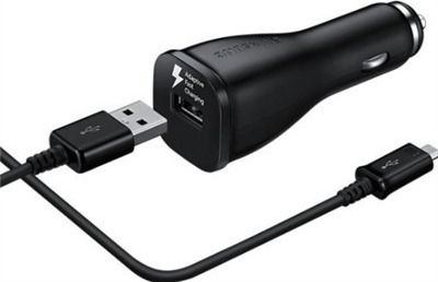 Samsung Φορτιστής Αυτοκινήτου 15W 2A Γρήγορης Φόρτισης με μία Θύρα: 1xUSB μαζί με Καλώδιο Micro-USB Μαύρος