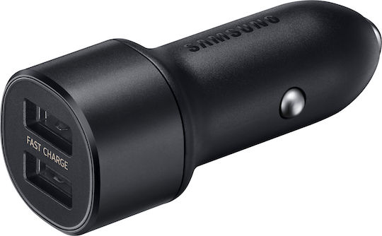 Samsung Dual Car Charger Φορτιστής Αυτοκινήτου 15W 2A Γρήγορης Φόρτισης με Θύρες: 2xUSB Μαύρο Χρώμα