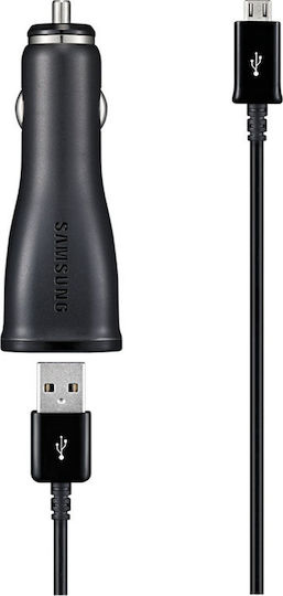 Samsung Φορτιστής Αυτοκινήτου 15W 2A Γρήγορης Φόρτισης με μία Θύρα: 1xUSB μαζί με Καλώδιο Micro-USB Μαύρος