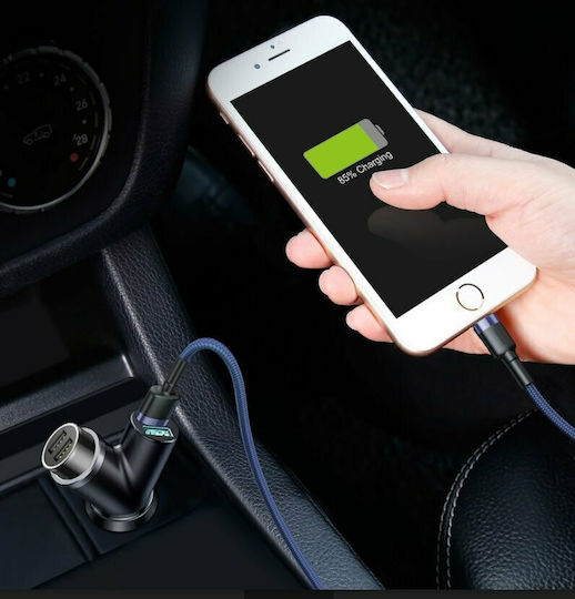 Baseus Φορτιστής Αυτοκινήτου 3.4A με Θύρες: 2xUSB 1xΑναπτήρα Μαύρο Χρώμα
