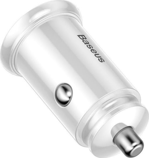 Baseus Auto-Ladegerät 30W 5A Schnellladen mit Anschlüssen 2xUSB-A Weißes Farbe