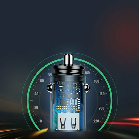 Baseus Auto-Ladegerät 30W 5A Schnellladen mit Anschlüssen 2xUSB-A Weißes Farbe