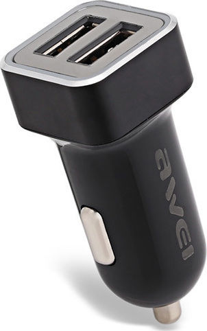 Awei C-200 Зарядно за кола 2.4Спецификация с Портове: 2xUSB Черен Цвят