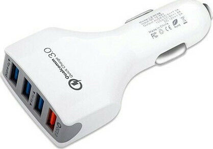 Vega Faston Car Charger 35W 7A Fast Charging with Ports: 4xUSB White Color