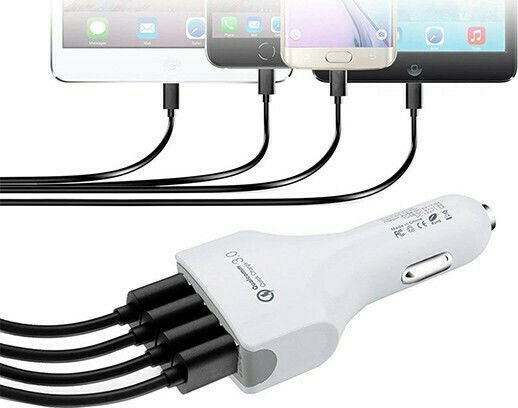 Car Charger White Vega Faston Total Intensity 7A Fast Charging with Ports: 4xUSB