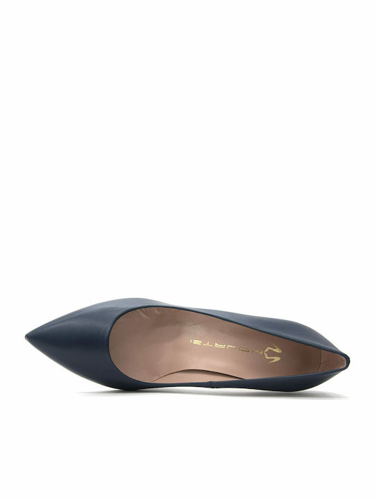 Leather Pointed Toe Stiletto Navy Blue High Heels 85300
