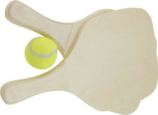 Summer Club Plywood Σετ Ρακέτες Παραλίας Μπεζ 450gr με Μπεζ Ίσια Λαβή
