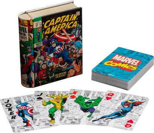 Paladone Comic Book Συλλεκτική Τράπουλα Πλαστικοποιημένη για Poker Μπλε σε Μεταλλικό Κουτί