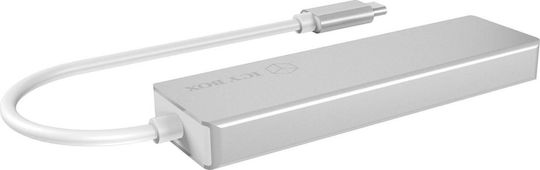 Icy Box USB-Hub Mit 4 Anschlüssen USB 3.0 Mit USB-C Anschluss Silber