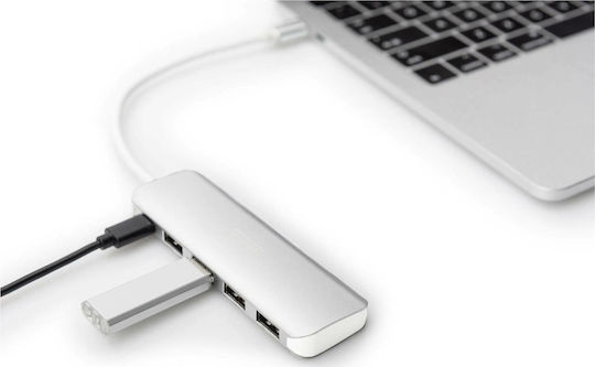 Digitus USB Хъб 5 Порта USB 3.0 с USB-C Връзка Сребрист