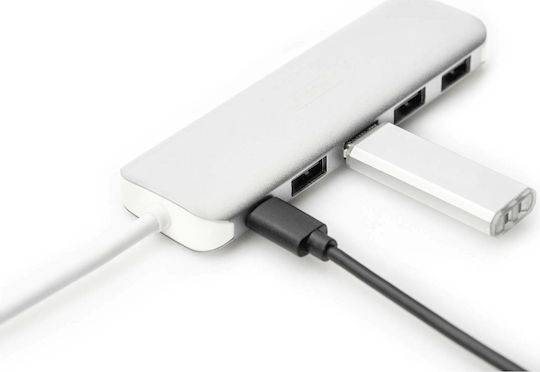 Digitus USB Хъб 5 Порта USB 3.0 с USB-C Връзка Сребрист
