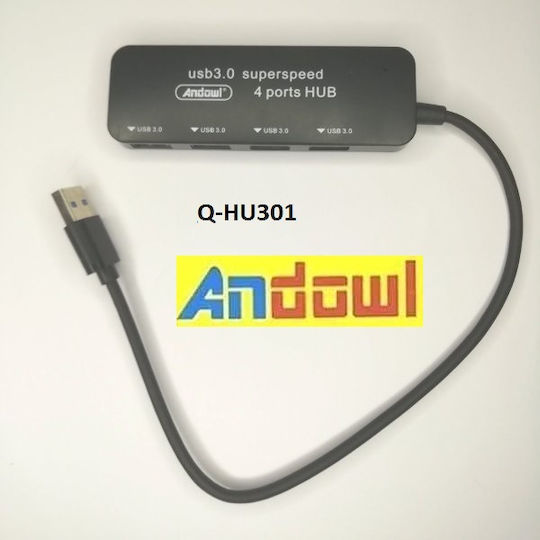 Andowl USB-Hub mit 4 USB 3.0-Anschlüssen mit USB-A Anschluss