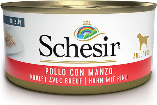 Schesir Dog Jelly Wet Food Dogs in Cans with Chicken and Calf Grain-Free & Gluten-Free 150gr