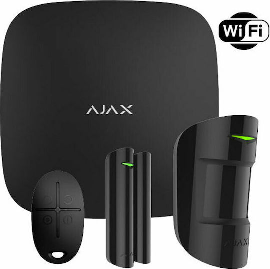 Ajax Systems StarterKit Cam Plus Wireless Alarm System with Motion Detector , Door Sensor , Remote and Hub (Wi-Fi / GSM) Black