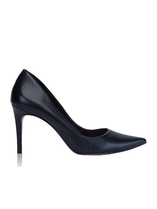 Leder Pumps mit Stiletto-Absatz Schwarz