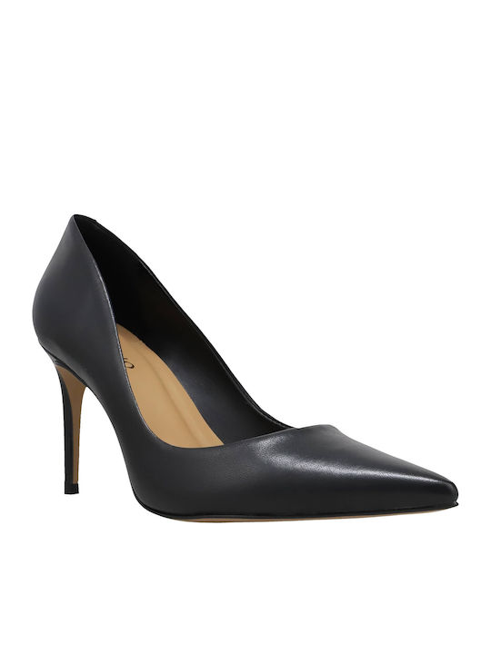 Leder Pumps mit Stiletto-Absatz Schwarz