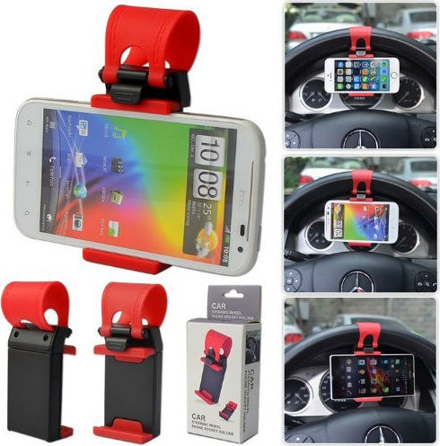 Autoline Car Mobile Mount 5.5" - 5.5" with Adjustable Hooks Red