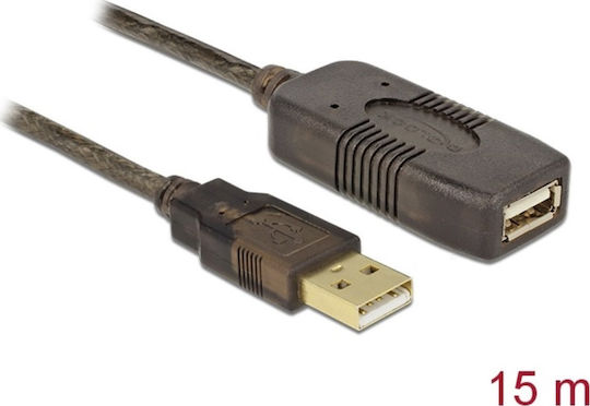 DeLock USB 2.0 Кабел USB-A мъжки - USB-A женски Черен 15м 82689