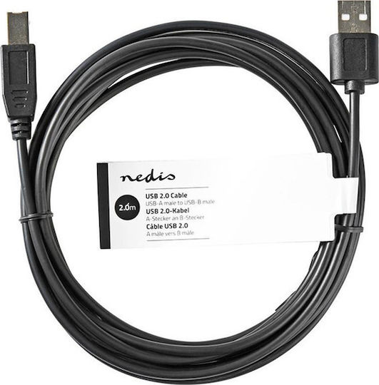 Nedis 2m USB 2.0 Cable A-Male to B-Male (CCGT60100BK20)