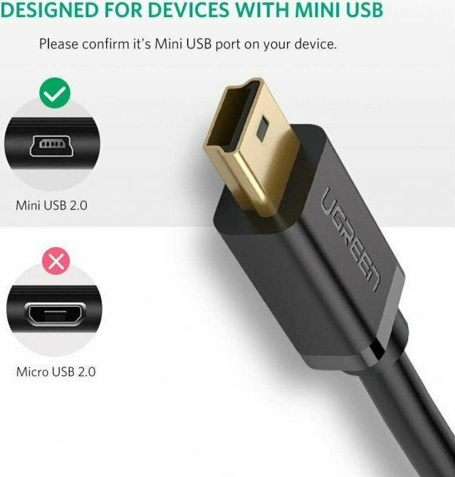Ugreen USB 2.0 Cable USB-A male - mini USB-B male 1m (10355)