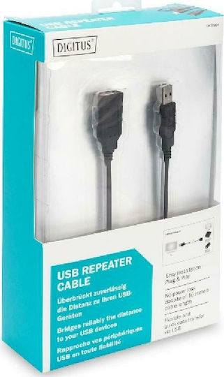 Digitus USB 2.0 Кабел USB-A мъжки - USB-A женски Черен 10м DA-73100-1