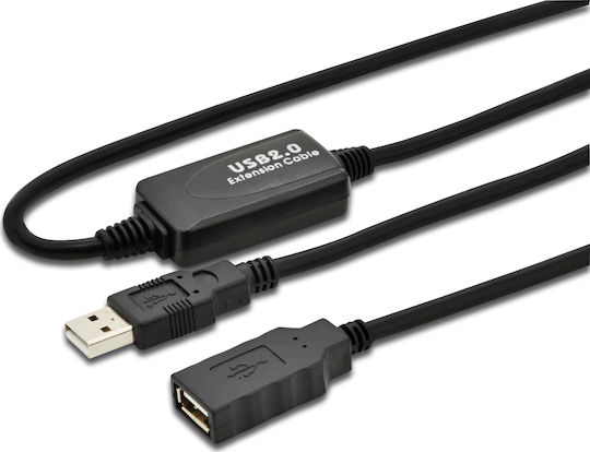 Digitus USB 2.0 Кабел USB-A мъжки - USB-A женски Черен 10м DA-73100-1