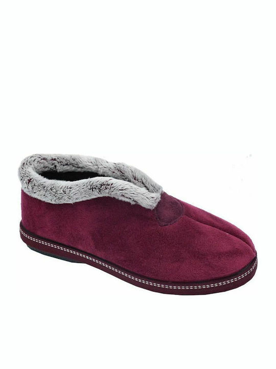 16003 Anatomical Women's Slippers with Fur Burgundy