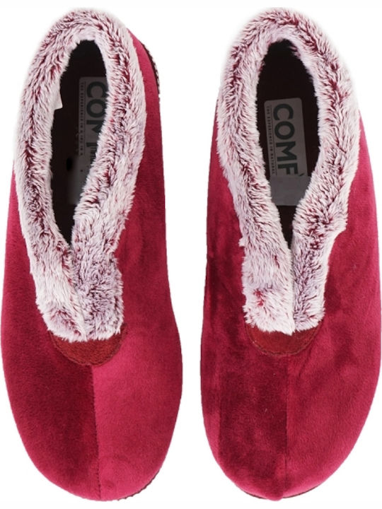 16003 Anatomical Women's Slippers with Fur Burgundy